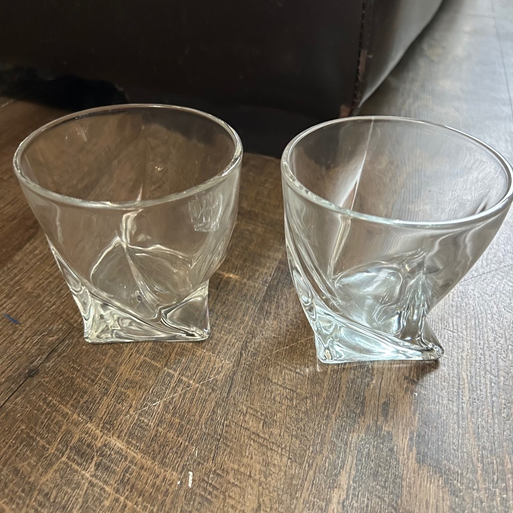 Mikasa Crystal Motion Double Old Fashioned Whiskey Glasses Set Of 2 Barware‎ VTG